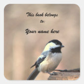Chickadee Boekplaat Vierkante Sticker (Voorkant)