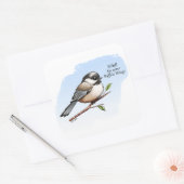 CHICKADEE BUFFALO WINGS door Jeff Willis Art Vierkante Sticker (Envelop)