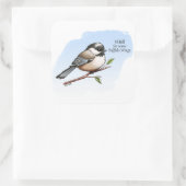 CHICKADEE BUFFALO WINGS door Jeff Willis Art Vierkante Sticker (Tas)