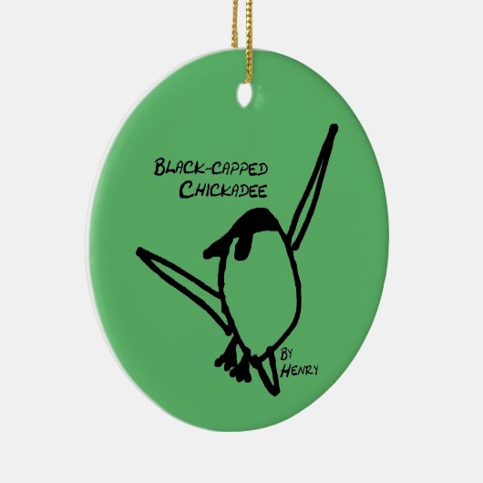 Chickadee by Henry, Green Keramisch Ornament (Rechts)
