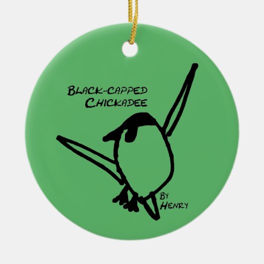 Chickadee by Henry, Green Keramisch Ornament (Voorkant)