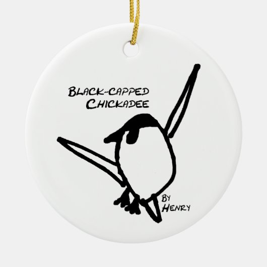 Chickadee by Henry, White Keramisch Ornament (Voorkant)