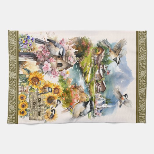 Chickadee Creek idyllisch hemels landelijk dorp Theedoek (Horizontaal)