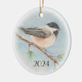 Chickadee Dated Kerstversier Keramisch Ornament (Links)
