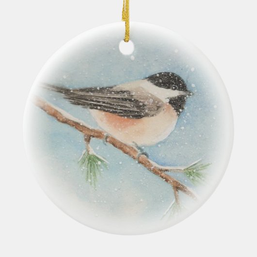 Chickadee Dated Kerstversier Keramisch Ornament (Achterkant)