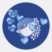 Chickadee dee dee bird chicka dee art natuur ronde sticker (Voorkant)