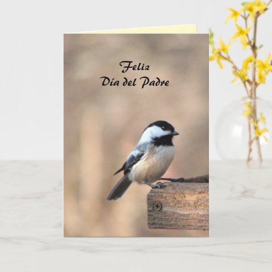 Chickadee Día del Padre Kaart (Gele Bloem)