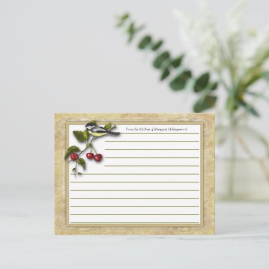 Chickadee en Cherries Recept Kaarten (Staand voorkant)