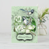 Chickadee en Magnolia Rehearsal Dinner Invitation Kaart (Staand voorkant)