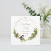 Chickadee en Pine Kerstkrans Kaart (Staand voorkant)