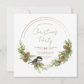 Chickadee en Pine Kerstkrans Kaart (Voorkant)