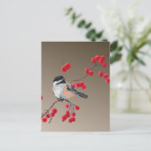 CHICKADEE EN RED BERRIES VAN SHARON SHARPE BRIEFKAART (Staand voorkant)