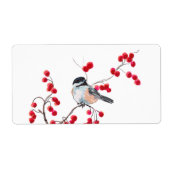 CHICKADEE EN RED BERRIES VAN SHARON SHARPE ETIKET (Voorkant)