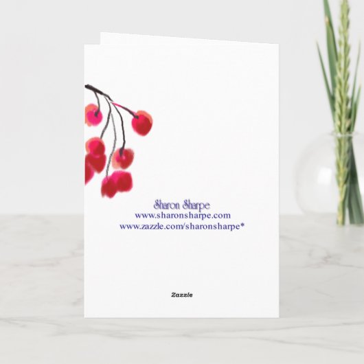 CHICKADEE EN RED BERRIES VAN SHARON SHARPE FEESTDAGEN KAART (Achterkant)