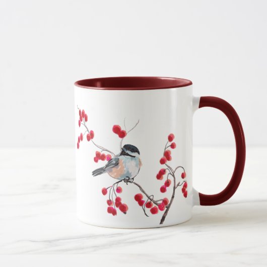 CHICKADEE EN RED BERRIES VAN SHARON SHARPE MOK (Rechts)