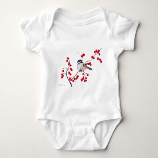 CHICKADEE EN RED BERRIES VAN SHARON SHARPE ROMPER (Voorkant)