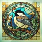 Chickadee Faux Glas in lood Grote Tit Bird Raamsticker (Vel 3)