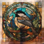 Chickadee Faux Glas in lood Grote Tit Bird Raamsticker (Vel 2)