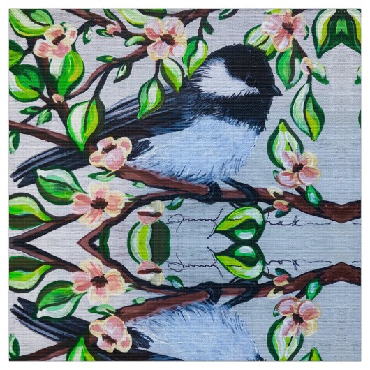 Chickadee Floral Fabric Stof (Swatch)