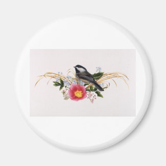 Chickadee Floral Magneet