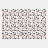Chickadee Floral Pattern Mauve Blue Rust Inpakpapier Vel (Voorkant)