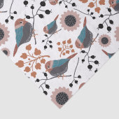 Chickadee Floral Pattern Mauve Blue Rust Tissuepapier (Detail)
