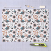 Chickadee Floral Pattern Mauve Blue Rust Tissuepapier (Craft)