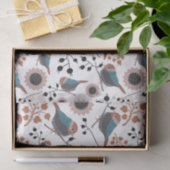 Chickadee Floral Pattern Mauve Blue Rust Tissuepapier (Geschenk)