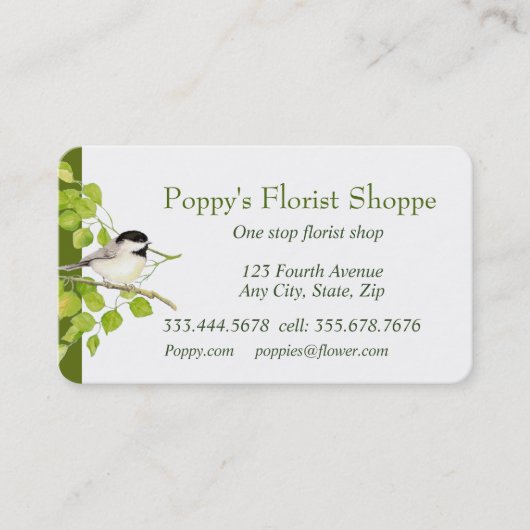 Chickadee Florist Shoppe Flowers Visitekaartje (Voorkant)