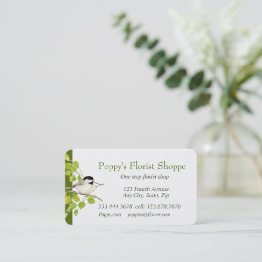Chickadee Florist Shoppe Flowers Visitekaartje (Staand voorkant)
