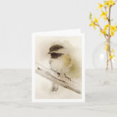 Chickadee-gevouwen Wenskaart Kaart (Gele Bloem)