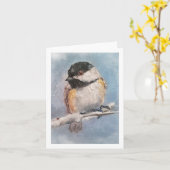 Chickadee-gevouwen Wenskaart Kaart (Gele Bloem)