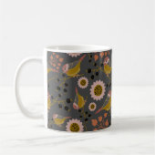 Chickadee Gold Pink Black Berries Flowers Pattern Koffiemok (Links)