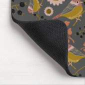 Chickadee Gold Pink Black Berries Flowers Pattern Muismat (Hoek)