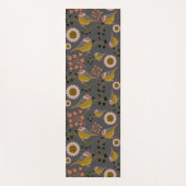 Chickadee Gold Pink Black Berries Flowers Pattern Yogamat (Voorkant)
