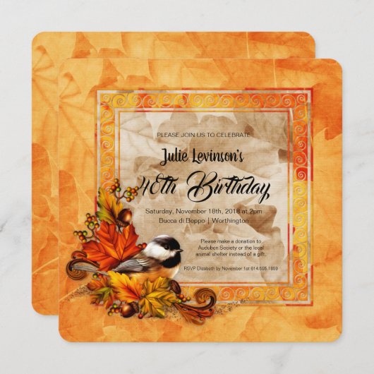 Chickadee & Golden Autumn verlaat verjaardagsfeest Kaart (Voorkant / Achterkant)