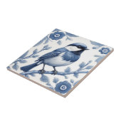 Chickadee Great Tit Bird Delfts blauw en wit Tegeltje (Zijkant)