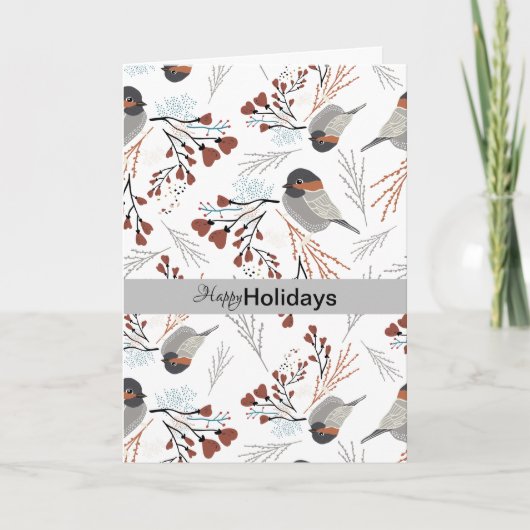 Chickadee Harten Winter Feestdagen Kaart (Voorkant)