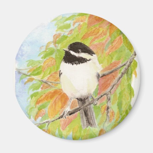 Chickadee herfst vogel Herfst kleur magneet (Voorkant)
