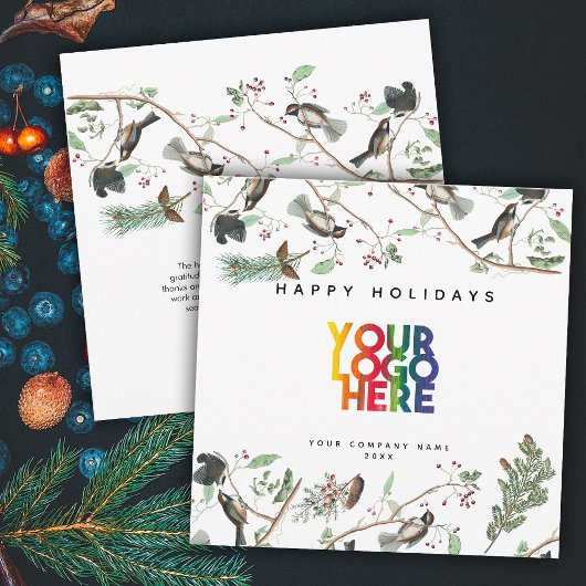 Chickadee Holiday Business Logo Kerstmis Feestdagenkaart