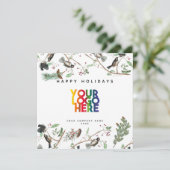 Chickadee Holiday Business Logo Kerstmis Feestdagenkaart (Staand voorkant)