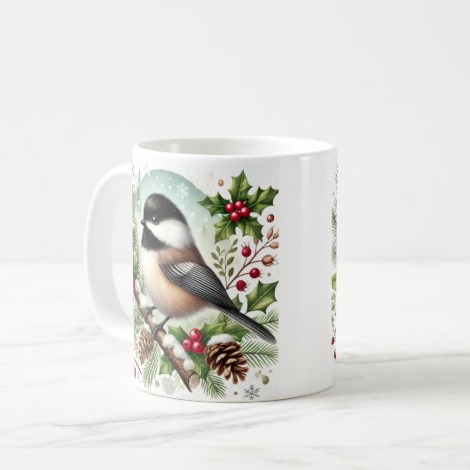 Chickadee Holiday Koffiemok (Voorkant links)