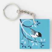 Chickadee in Tree Branch Sleutelhanger (Voorkant)