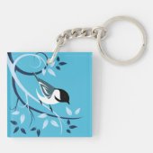 Chickadee in Tree Branch Sleutelhanger (Achterkant)