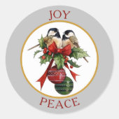 Chickadee Joy-feestdag Ronde Sticker (Voorkant)
