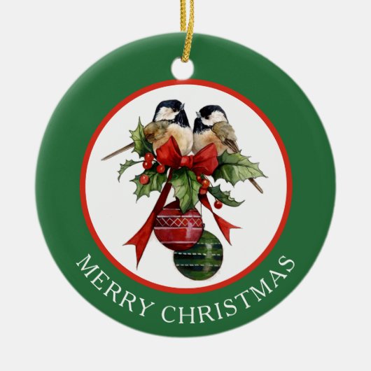 Chickadee Joy to World Keramisch Ornament (Voorkant)
