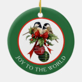 Chickadee Joy to World Keramisch Ornament (Achterkant)