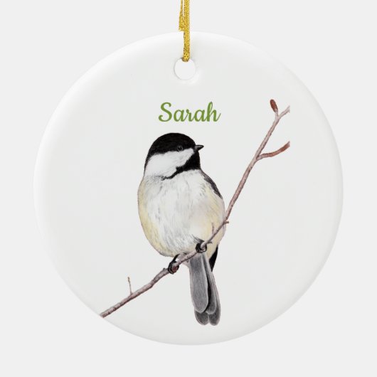 Chickadee Keramisch Ornament (Achterkant)
