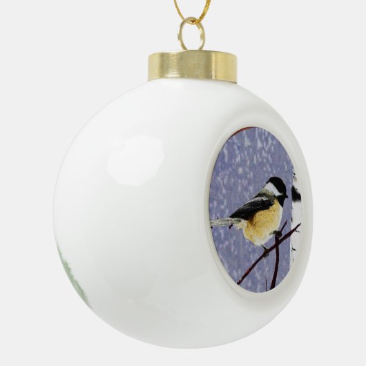 Chickadee Keramische Bal Ornament (Links)