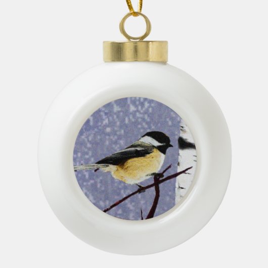 Chickadee Keramische Bal Ornament (Voorkant)
